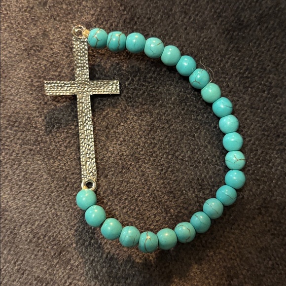 Turquoise Beaded Cross Bracelet - Picture 4 of 4